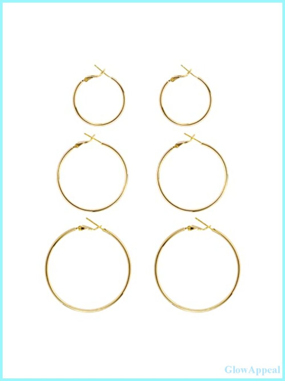 3 Pairs Hypoallergenic Thin Gold Hoop Earrings Set